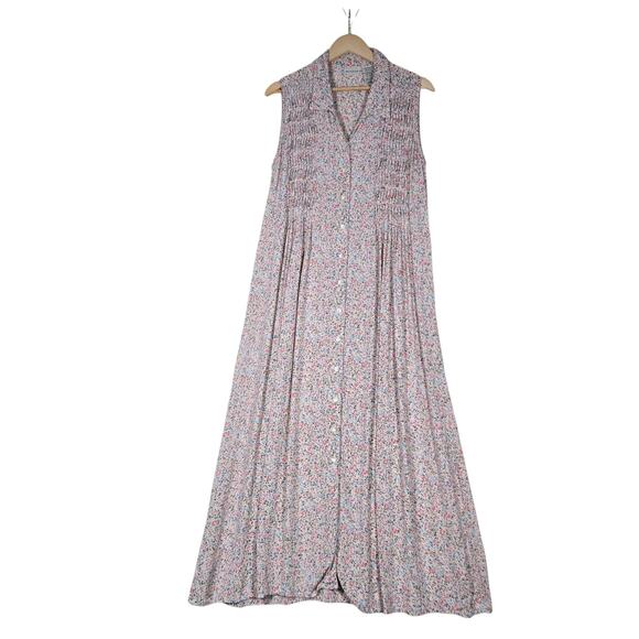 White Stag Dresses & Skirts - White Stag Maxi Dress M Pink Ditsy Floral Cottagecore Button Front